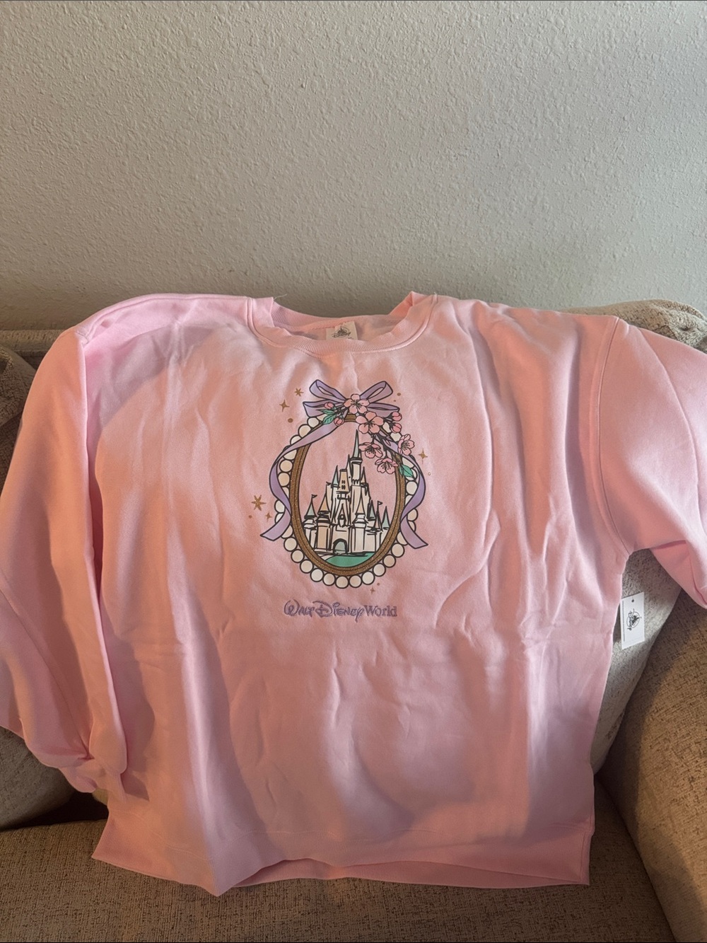 Disney Light Pink Castle Frame Graphic Sweatshirt